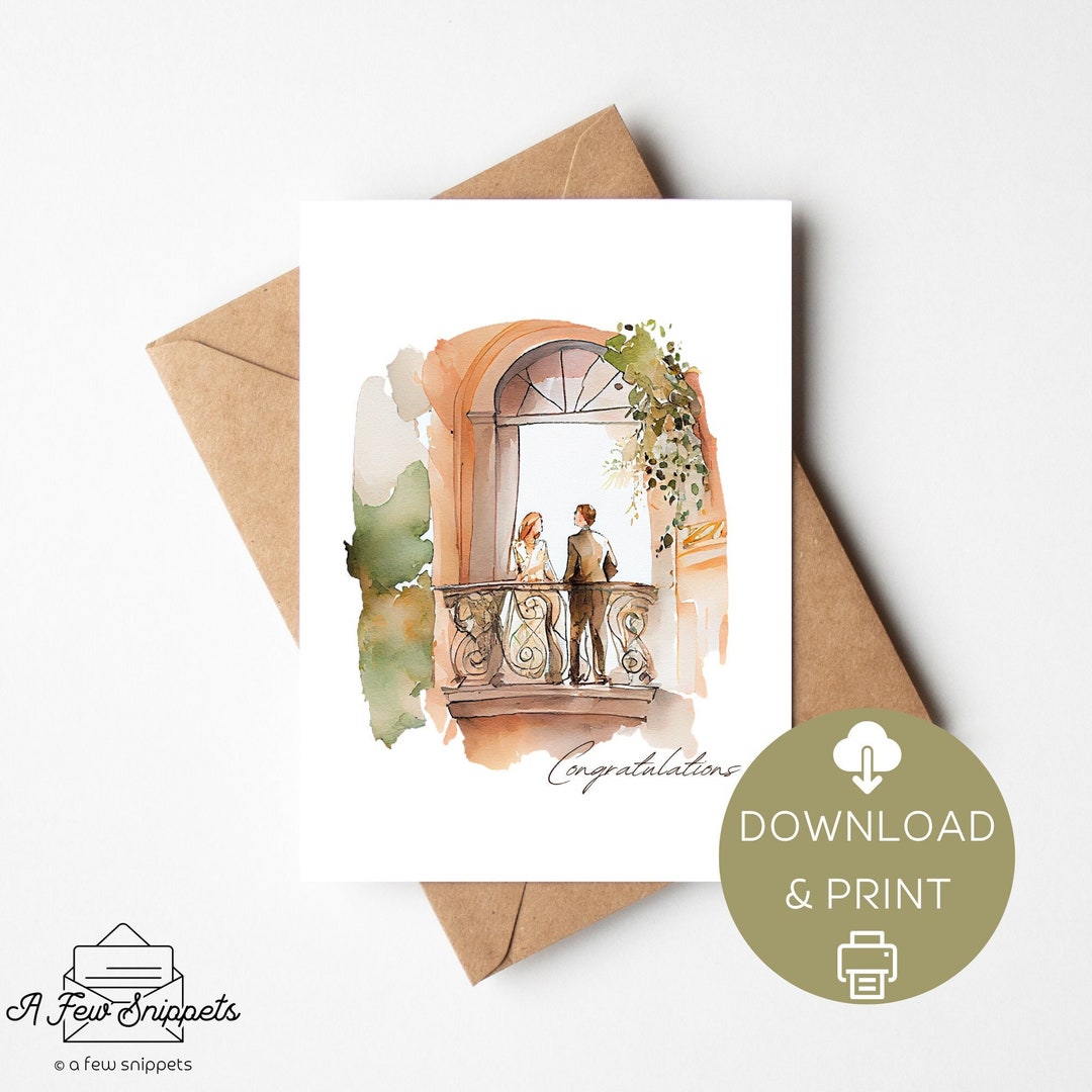 Congratulations Printable Card | Wedding | Engagement | Print at Home ...