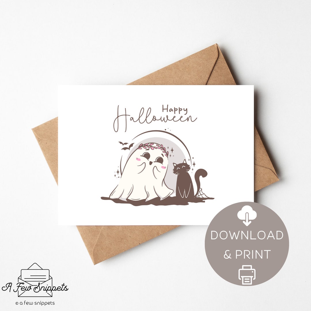 Happy Halloween Printable Card Halloween Print at Home Etsy Happy Halloween Printable Card Halloween Print at Home Etsy
