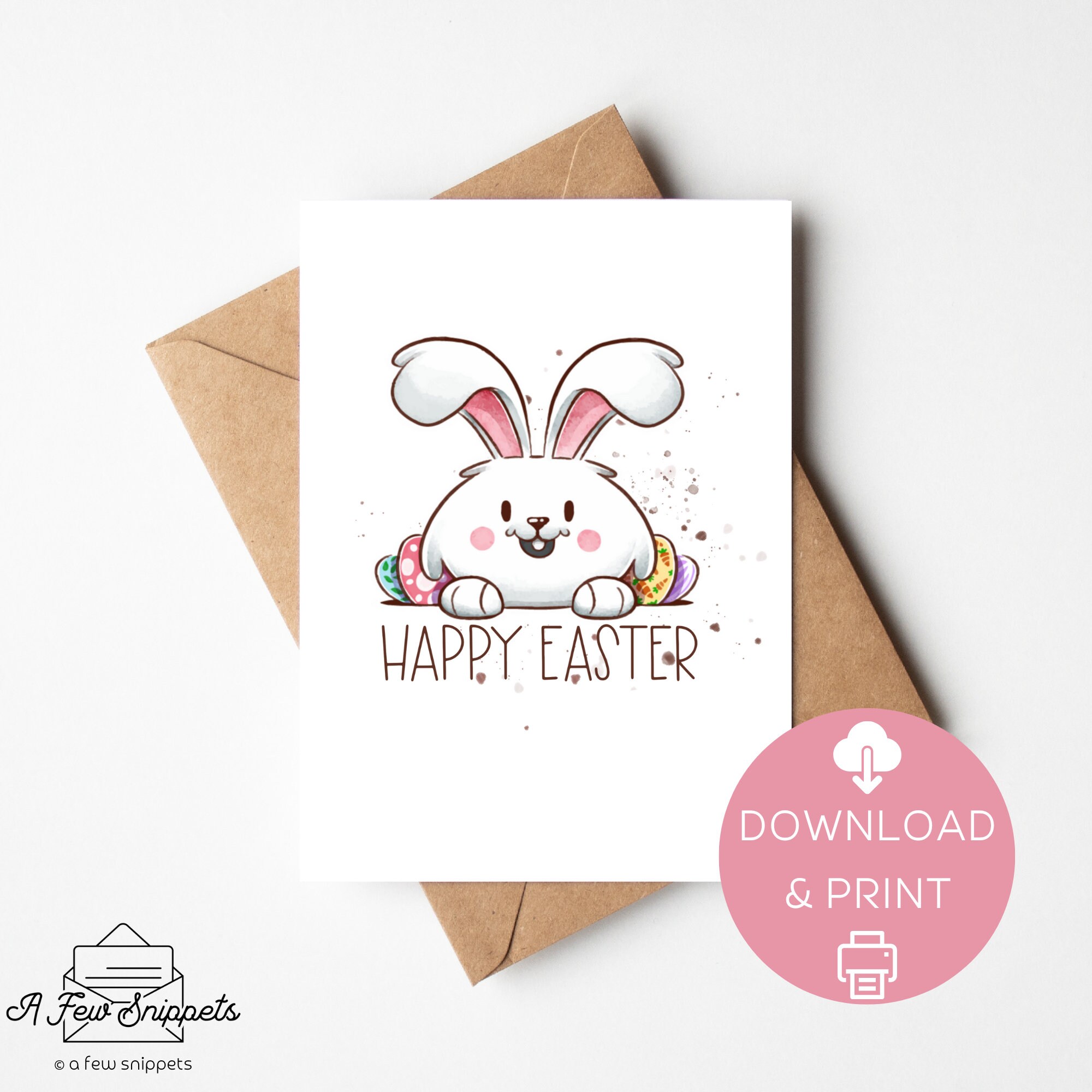 Happy Easter Printable Card Easter Card Easter Bunny Cute Print Happy Easter Printable Card Easter Card Easter Bunny Cute Print