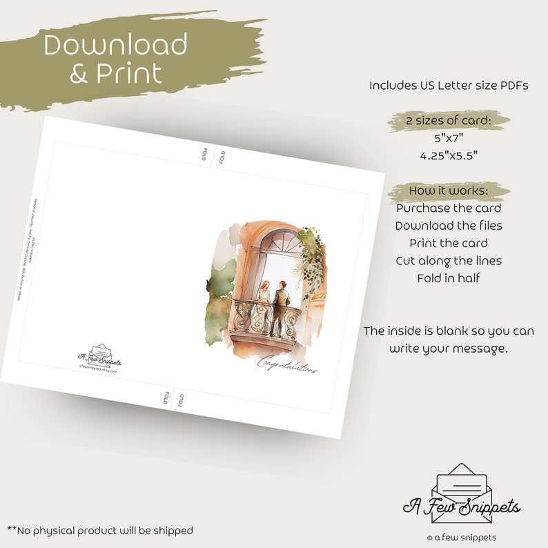 Congratulations Printable Card | Wedding | Engagement | Print at Home ...