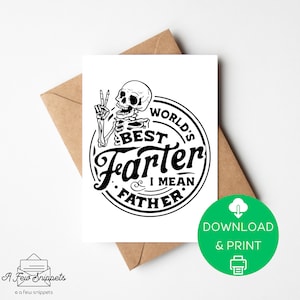O melhor Farter do mundo, quero dizer, pai | Dia dos Pais | Imprimir em casa | Modelo de cartão | Download instantâneo de PDF | Download digital