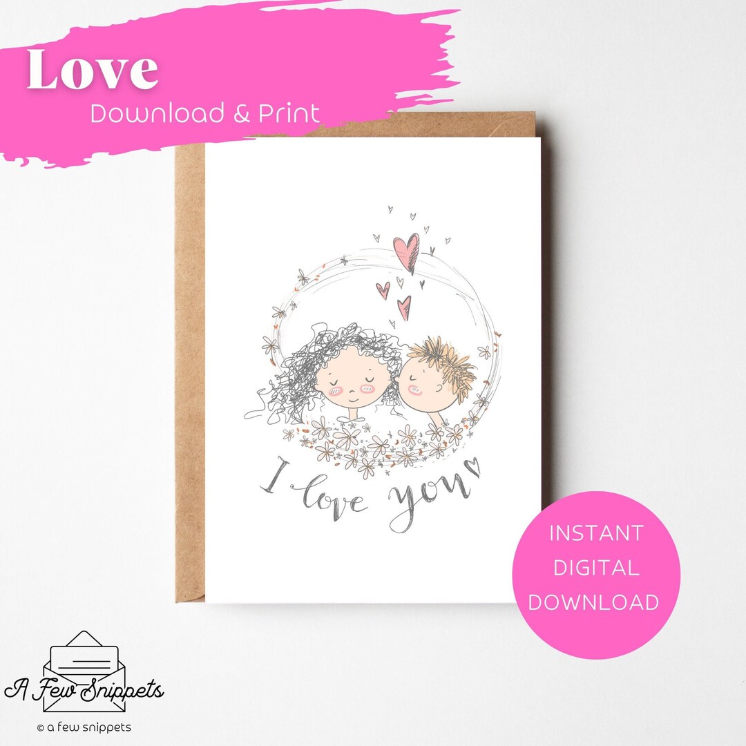 I Love You Printable Card | Valentine's Day | Love | Anniversary | Card ...