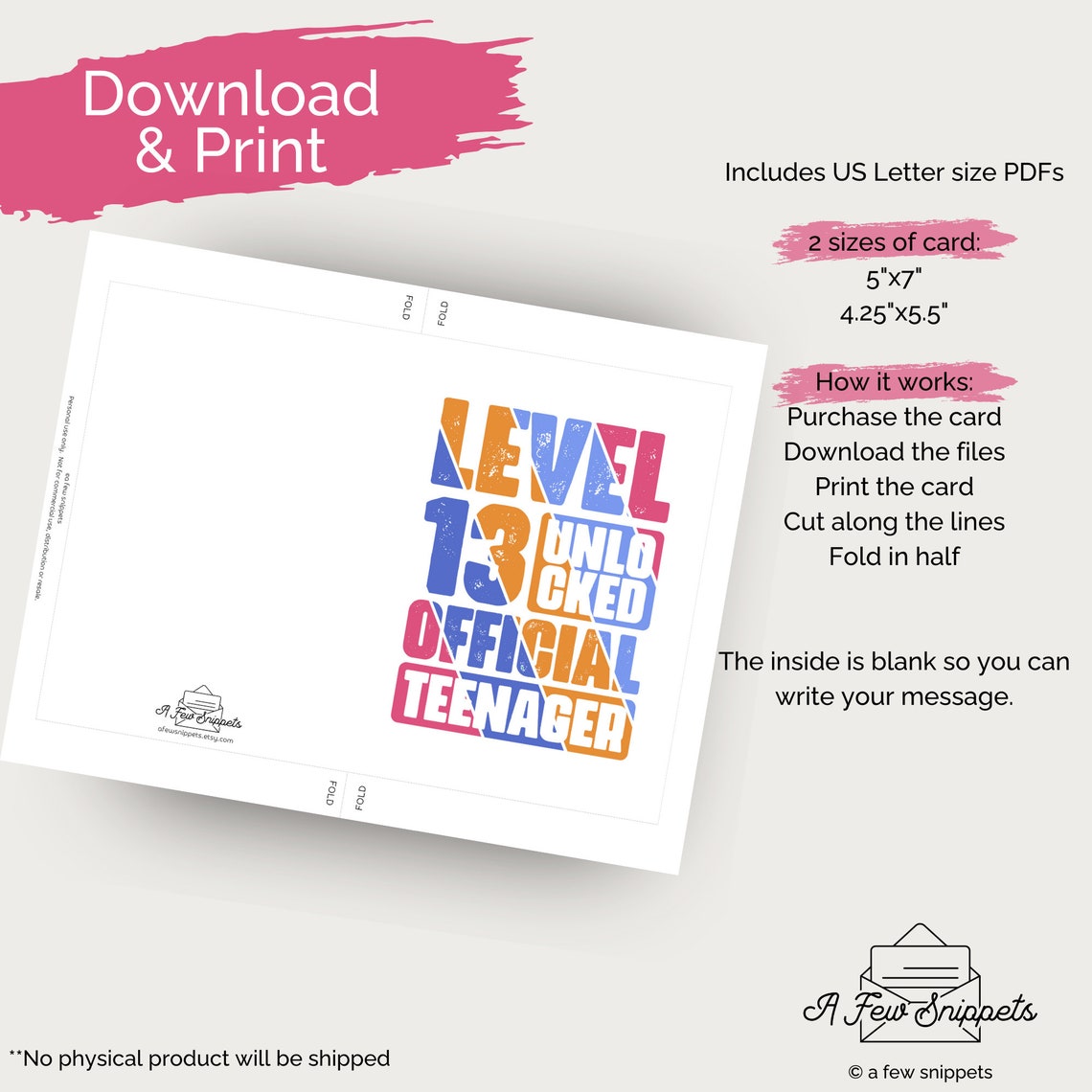 13th Birthday Card Funny Card for Teenager Printable Birthday - Etsy