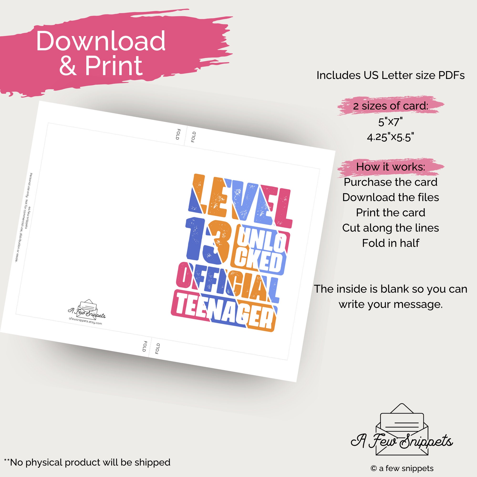 13th Birthday Card Funny Card for Teenager Printable Birthday - Etsy