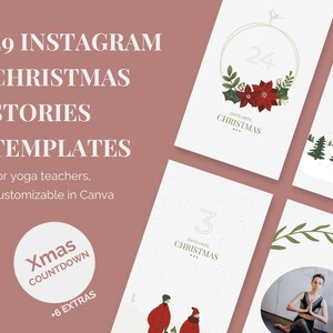 29 Christmas Yoga Instagram Stories Templates | Christmas Countdown Instagram Template | Canva IG Story Templates | Christmas Template