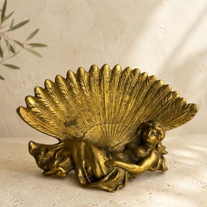 Vintage Art Nouveau Lady Trinket Dish Ashtray 6.25” x 4.75”