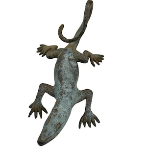 Vintage Large Brass Lizard Gecko Figurine 9” Small Chip on toe-see pics