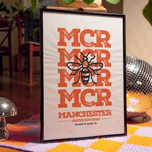 Manchester Bee Print, Manchester Prints, Wall Art, Manchester Poster,  Definition Print