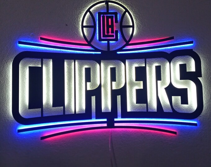 Los Angeles Clippers Metal Logosu, LED Metal Duvar Sanatı,Los Angeles ClippersGaraj Dekoru, Los Angeles ClippersTabela, Mancave Dekoru