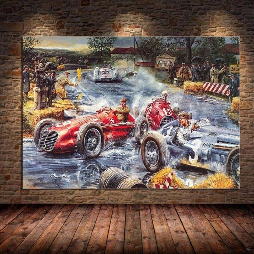 Vintage Car Posters Retro Posters Classic Racing Car Artwork Etsy