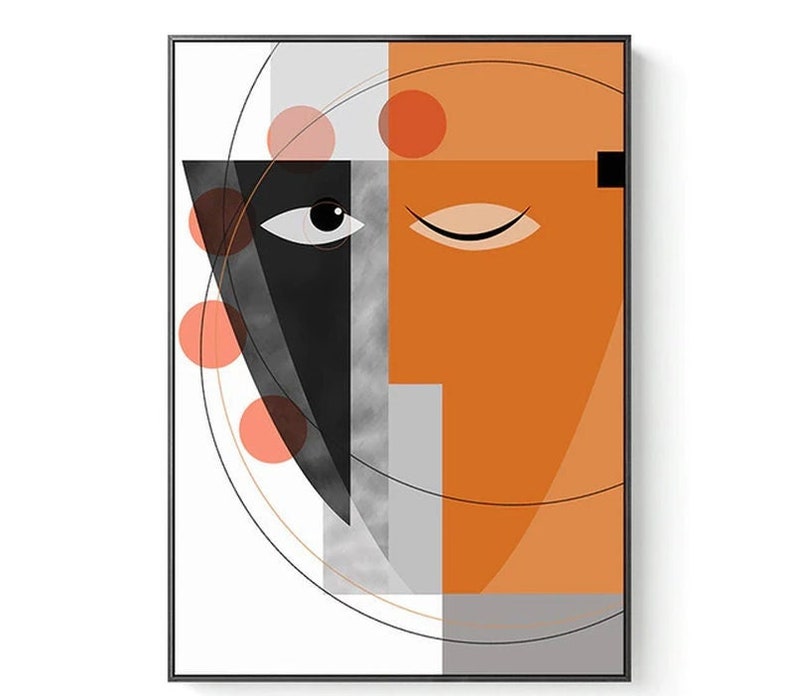 Abstract Faces Geometric Lines Canvas Painting Contemporary Posters and