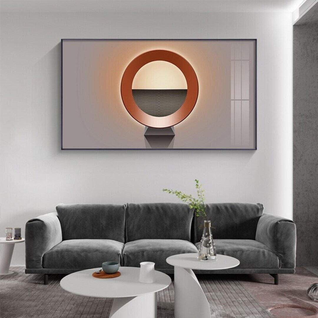 Modern Abstract Orange Geometric Wall Art Painting Industrial Print Etsy