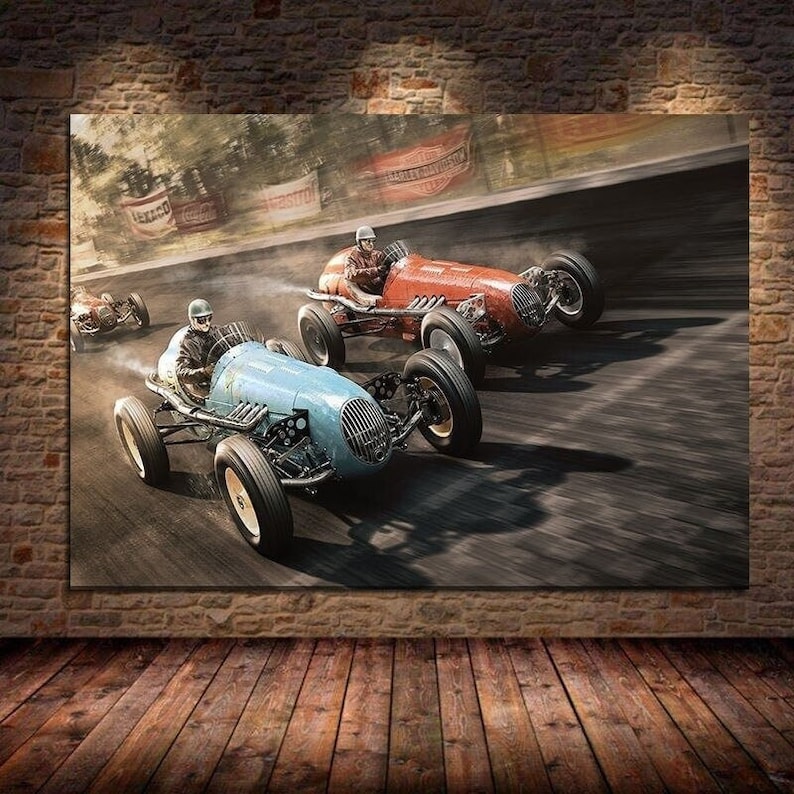 Vintage Car Posters Retro Posters Classic Racing Car Artwork Etsy
