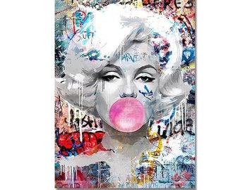 Marilyn Monroe Wall Decoration Monroe Pink Bubble Gum Banksy 