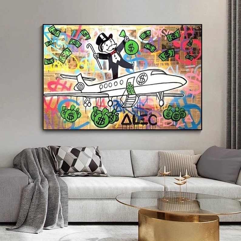 Alec Monopoly Print Graffiti Poster and Prints Canvas Painting Aircraft Modern Money Wall Art