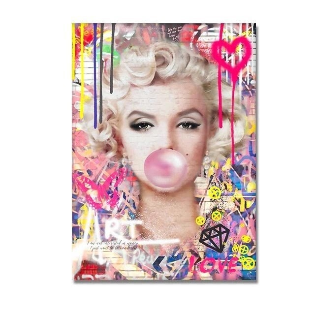 Marilyn Monroe Wall Decoration Monroe Pink Bubble Gum Banksy 