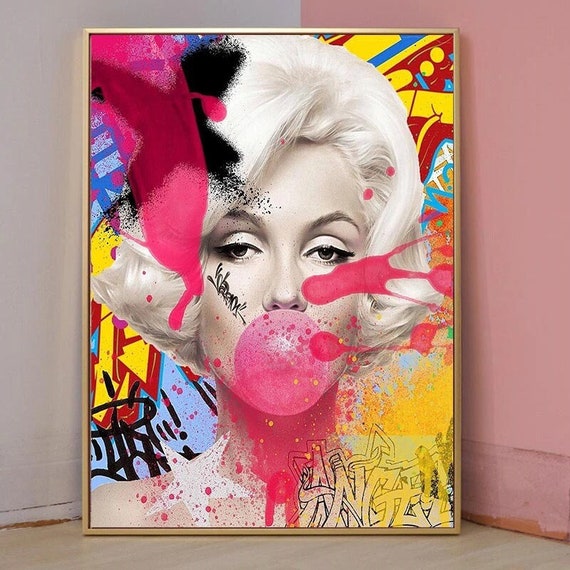 Knop dorst Aan boord Marilyn Monroe Pink Bubble Gum Marilyn Monroe Canvas Pink - Etsy