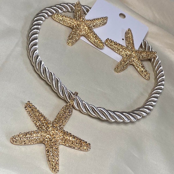 Stunning chunky starfish jewellery set - necklace + earrings