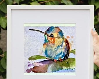 Morning Glory Hummingbird - Vibrant Watercolor Painting, Nature-Inspired Floral Artwork, Original Hand-Painted Art