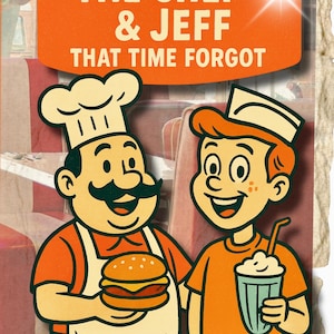 Lo Chef e Jeff che il tempo ha dimenticato – Biglietto di auguri retrò per amicizia o compleanno – Happy Daize n. 1 – Confezione da 5 o 10 – Garanzia "Amalo o lascialo"