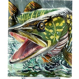Hecht Duschvorhänge, Angeln Cabin Decor, Lurking in Darkness Badezimmervorhang, Einzigartige Fisch Kunst, Naturliebhaber Geschenk