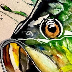 Bluegill Fishing Watercolor Art, Hand-Signed Print, Cabin & Lake House Decor