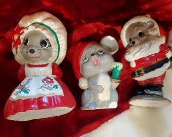 ceramic Christmas mice vintage