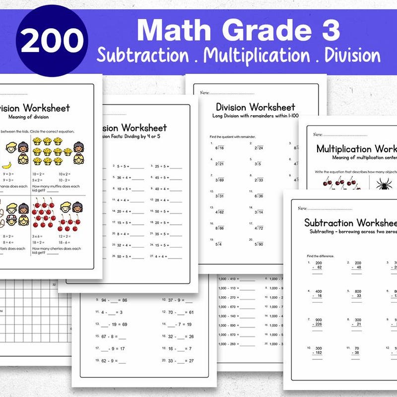 Practice Division Grade 4 Etsy Practice Division Grade 4 Etsy