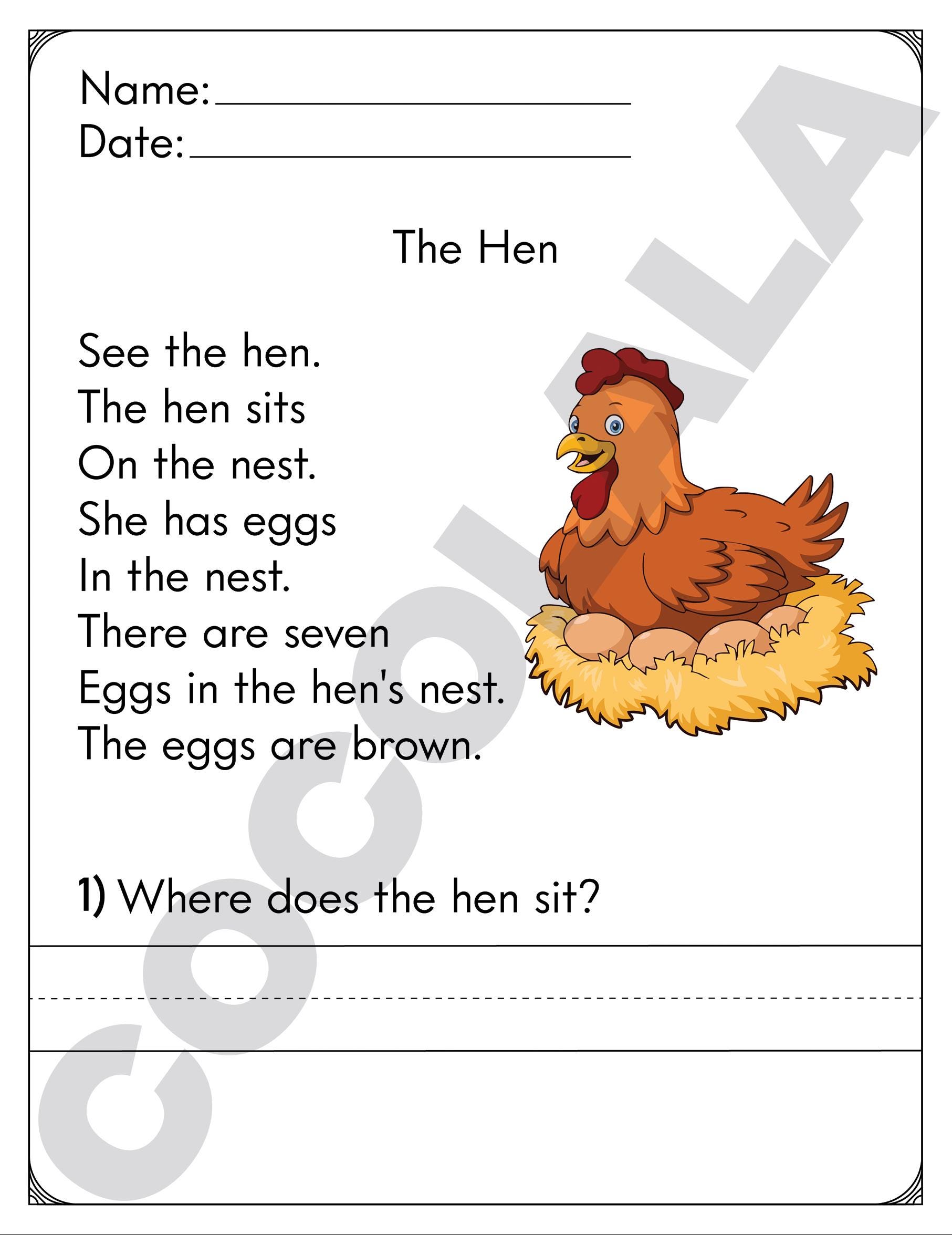 30 Reading Comprehension Worksheets Printable | Kindergarten First ...