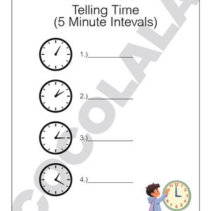 May include: A collection of 70 Math Grade 3 worksheets focused on time and calendar concepts. The worksheets feature exercises on time phrases, calendar months, and telling time in 5-minute intervals. The pages are white with black text.