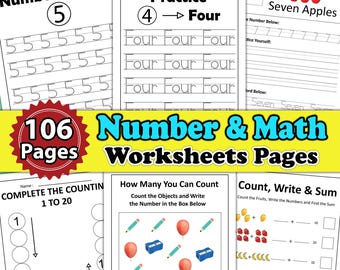 100+ Math Worksheet Pages | Preschool Number Practice Pages | Grade One Math Practice Pages | Number Tracing Pages | A4 Number Worksheets