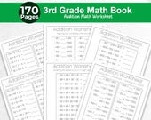 3rd Grade Addition Math Worksheets 170 Pages | Grade 3 Addition, Summer Workbook for Kids | 3rd Grade Learning Pack Math Book