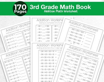 3.Klasse Zusatz Mathe Arbeitsblätter 170 Seiten | Klasse 3 Ergänzung, Sommer Arbeitsbuch für Kinder | 3.Klasse Lernpaket Mathe-Buch