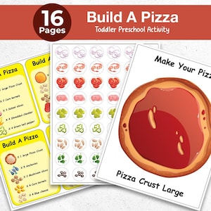 Build a Pizza Printable | Pretend Play Food Activity for Preschool | Busy Book PDF for Toddlers, Pre-K & Kindergarten Learning Fun