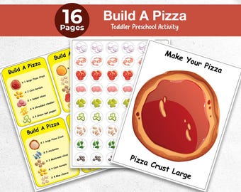 Erstellen Sie eine Pizza Printable | Pretend Play Food-Aktivität für die Vorschule | Beschäftigt Buch PDF für Kleinkinder, Pre-K & Kindergarten Lernspaß
