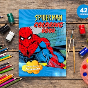 Spiderman 42 Pages Kids Coloring Book | Instant Download PDF Coloring Pages | Printable Children's Superhero Activities | Kids Birthday Gift