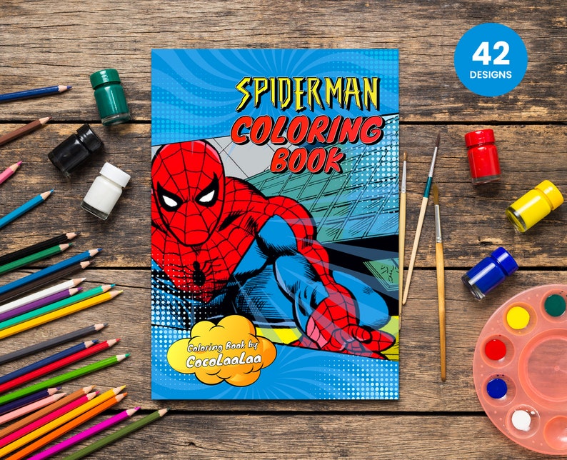 Spiderman 42 Pages Kids Coloring Book Instant Download PDF - Etsy