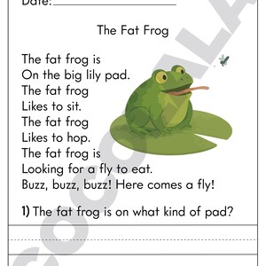 Printable reading comprehension worksheets for Kindergarten and First Grade. Includes 30+ short reading passages with follow-up questions to help children build reading fluency, vocabulary, and understanding. Perfect for homeschool, classroom use, or language arts enrichment. Delivered as an easy-to-print black and white PDF, sized for standard US Letter paper.