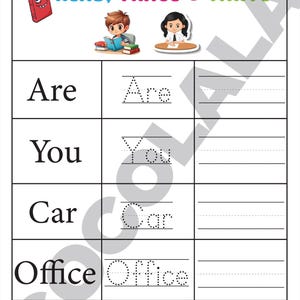 Bundle of printable sight word resources including 100 Fry First sight words, 103 sight words, Build the Word activities, Sight Word Dab pages, and 50 Sight Words Practice worksheets. Designed for PreK to Grade 1 literacy development. Combines tracing, dot marker, writing, matching, and building formats for diverse practice. High-quality PDF download for immediate printing and use in classrooms or home learning.