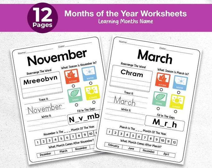 Months of the Year Worksheets for Kids - Circle Time Wheel and Tracing ...