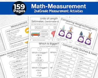 2nd Grade Math Measurement Worksheets 158 Pages | Measuring Length Inches & Centimeters | Unit Mesurement Special Education Digital Book