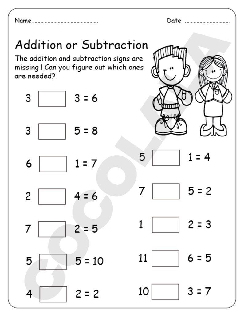 Kindergarten and preschool math worksheets featuring addition and subtraction problems for early learners. Includes 50+ printable pages in PDF format, ideal for classroom, homeschool, or at-home practice. Designed for kids aged 4–6 to build strong foundational math skills through engaging visuals and structured exercises. Instant download, easy to print and reuse.