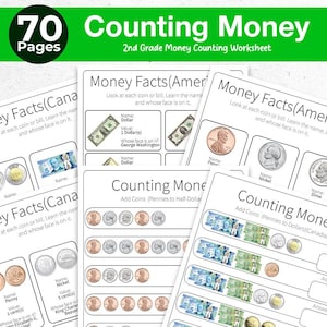 Counting Money Math 2nd Grade Worksheets 70 Pages Summer Workbook for Kids Summer Math Worksheet 2nd Grade Learning Pack Math Printable Book