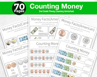 Counting Money Math 2nd Grade Worksheets 70 Pages Summer Workbook for Kids Summer Math Worksheet 2nd Grade Learning Pack Math Printable Book