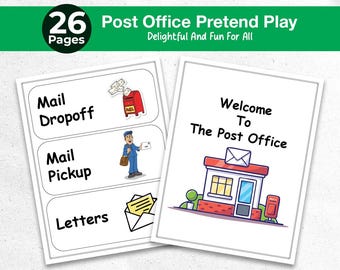 Juego de simulación de oficina de correos imprimible / Juego dramático de cartero para niños / Actividad postal para educación en casa / Descarga instantánea en PDF