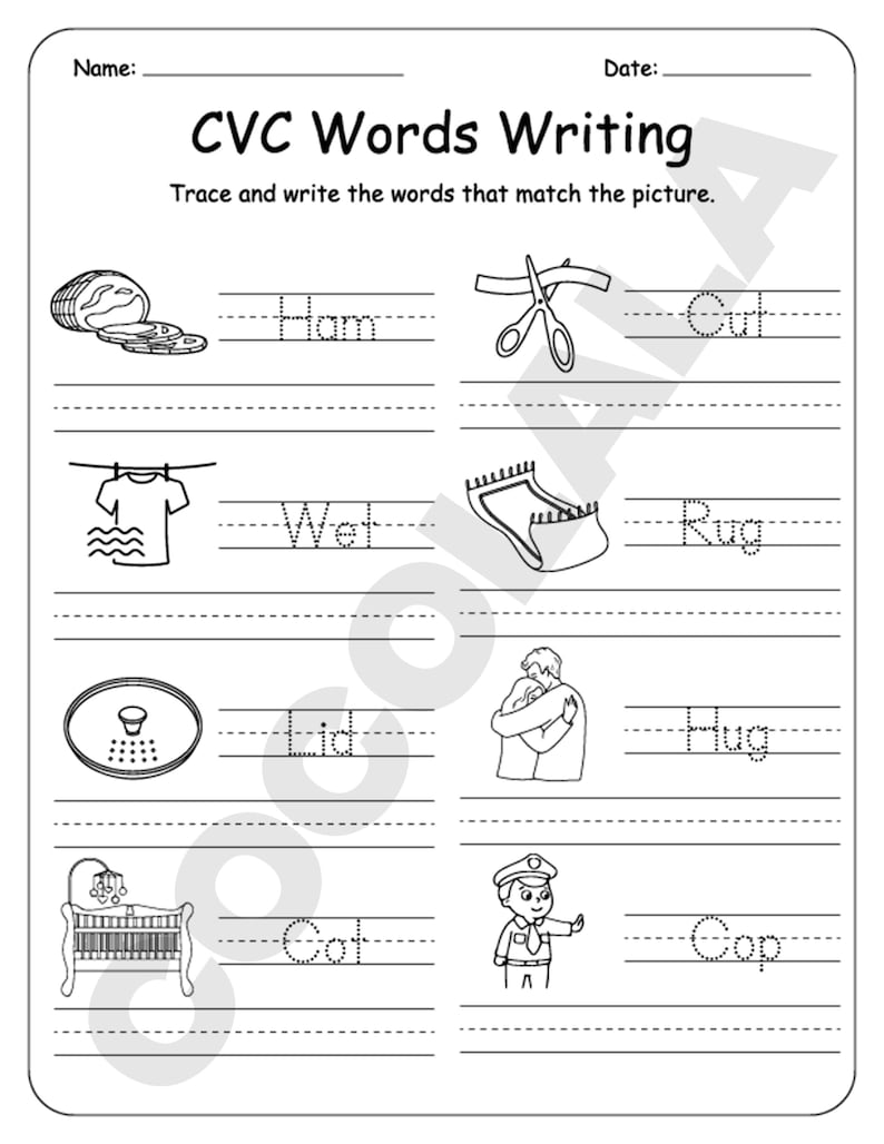 CVC Word Worksheets Printable | Short Vowel Word Practice ...