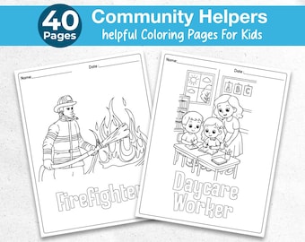 Community Helpers Coloring Pages Printable 40 Page | Teachers, Doctors, Police and More | Preschool & Kindergarten PDF Download