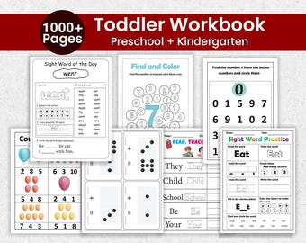 1000+ utskrivbara arbetsblad för småbarn | Lärandepaket för förskola och dagis | Alfabet, siffror, siktord, matematik, målarbilder