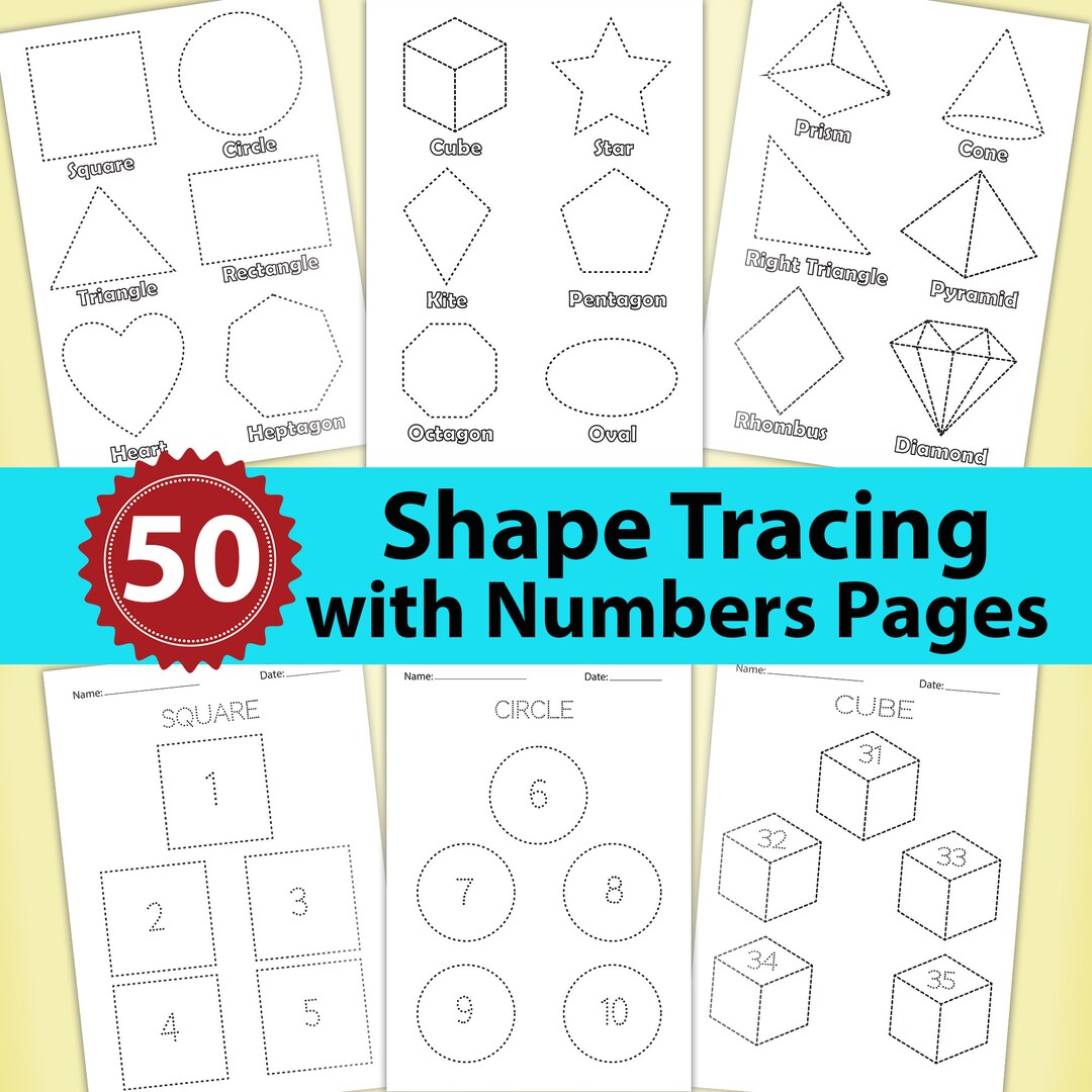 Buy Shape and Number Tracing Pages for Kids Preschool Worksheets Number