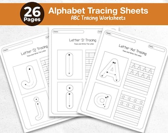 26 Alphabet Cards Preschool, Alphabet Worksheets for Kids, Alphabet ABC Letters Tracing Sheet, Printable Alphabet Workbook for Preschoolers